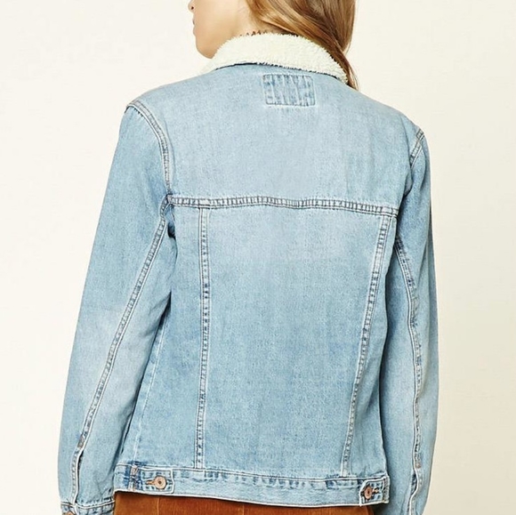 S Forever 21 Jean Jacket with faux fur trim - Picture 3 of 14